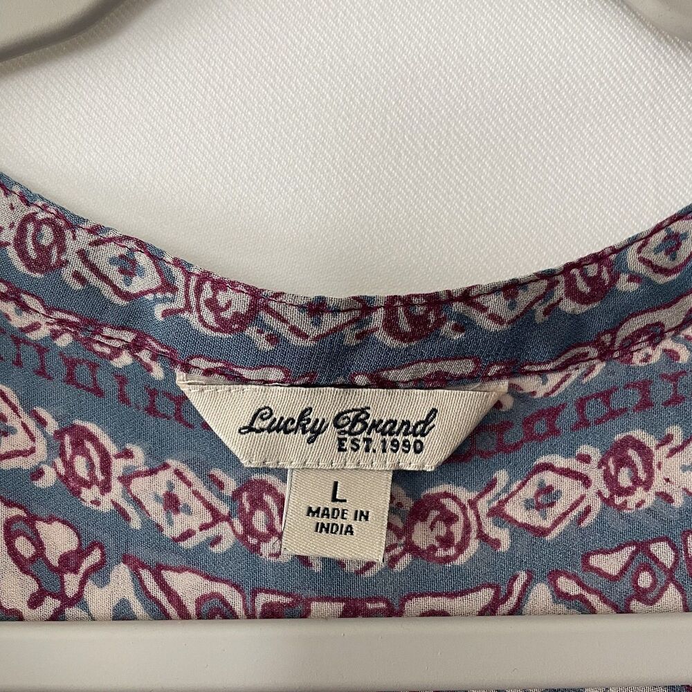 Lucky Brand Women's Floral Peasant Blouse Long Sleeve Purple Size L - Picture 3 of 9